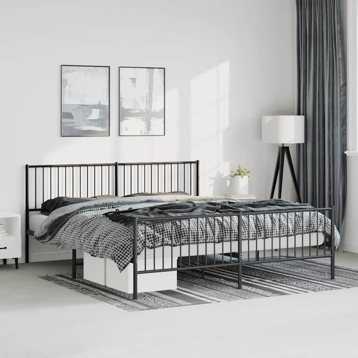sengeramme med sengegavl og fodgærde 183x213 cm metal sort