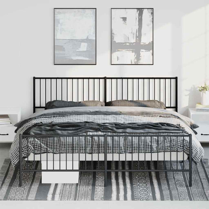 sengeramme med sengegavl og fodgærde 193x203 cm metal sort