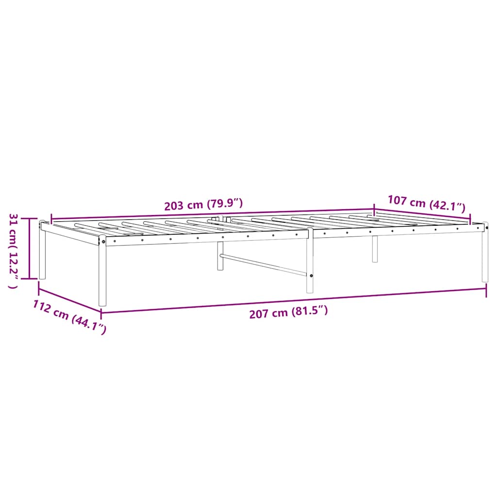 sengeramme 107x203 cm metal hvid