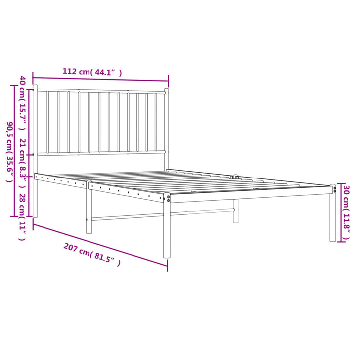 sengeramme med sengegavl 107x203 cm metal hvid