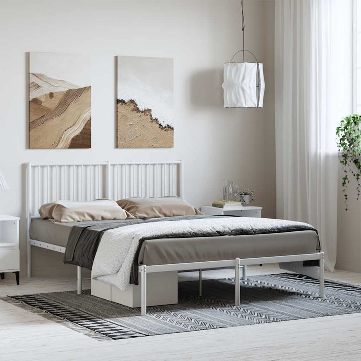 sengeramme med sengegavl 135x190 cm metal hvid