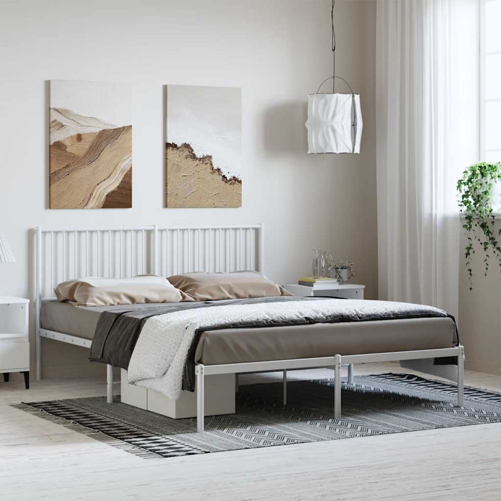 sengeramme med sengegavl 150x200 cm metal hvid