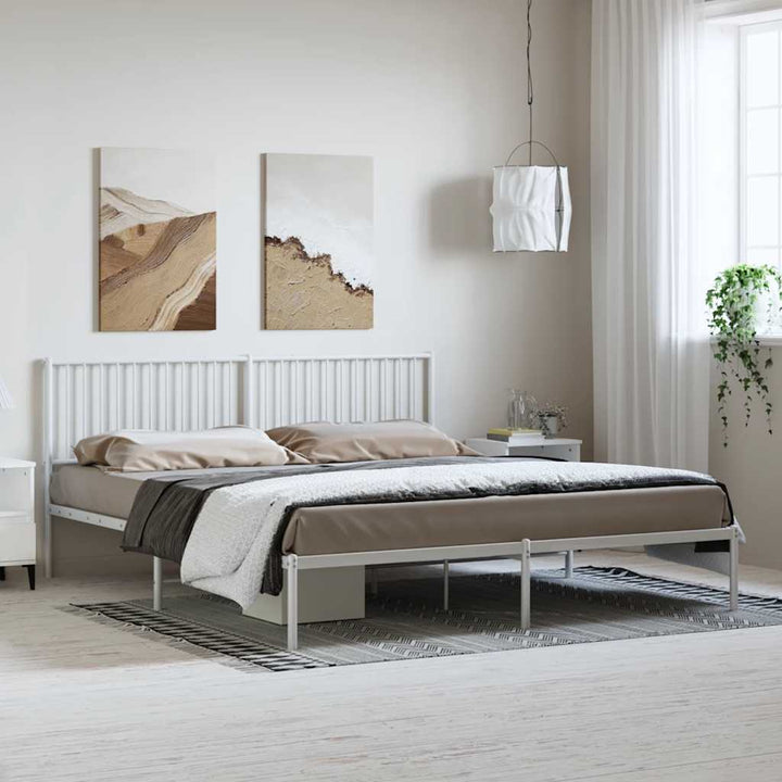 sengeramme med sengegavl 183x213 cm metal hvid