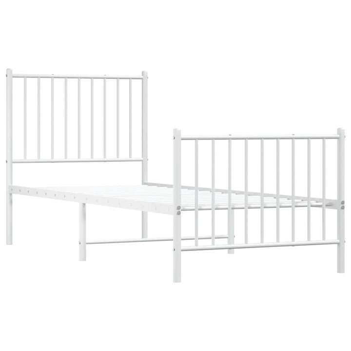 sengeramme med sengegavl og fodgærde 80x200 cm metal hvid