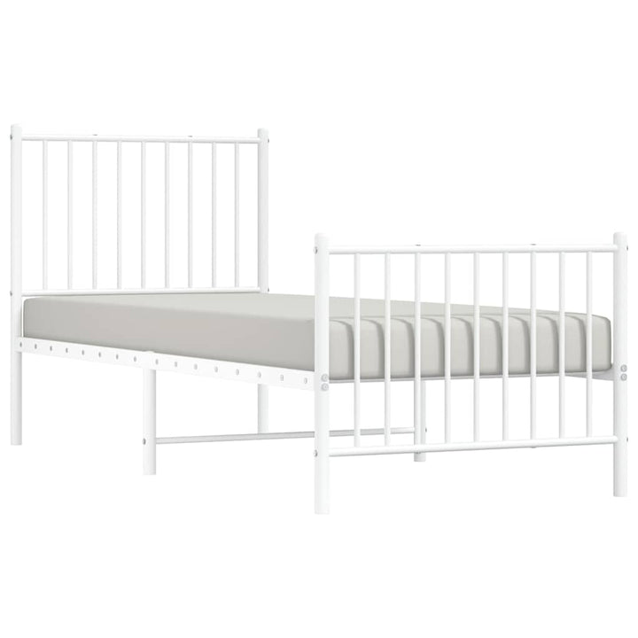 sengeramme med sengegavl og fodgærde 80x200 cm metal hvid