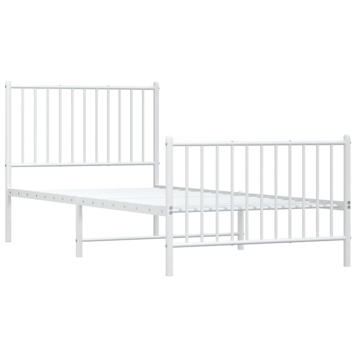 sengeramme med sengegavl og fodgærde 90x200 cm metal hvid