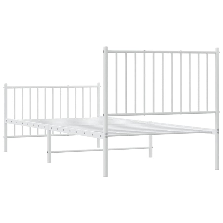 sengeramme med sengegavl og fodgærde 90x200 cm metal hvid
