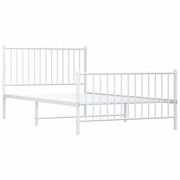 sengeramme med sengegavl og fodgærde 107x203 cm metal hvid