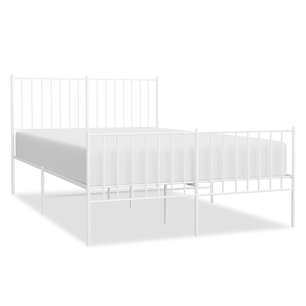 sengeramme med sengegavl og fodgærde 120x190 cm metal hvid