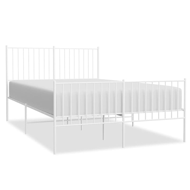 sengeramme med sengegavl og fodgærde 135x190 cm metal hvid