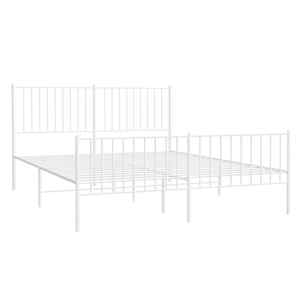 sengeramme med sengegavl og fodgærde 150x200 cm metal hvid