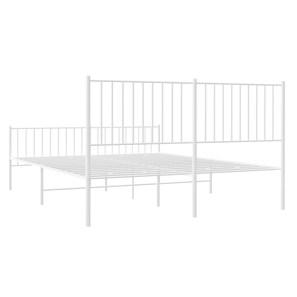 sengeramme med sengegavl og fodgærde 150x200 cm metal hvid