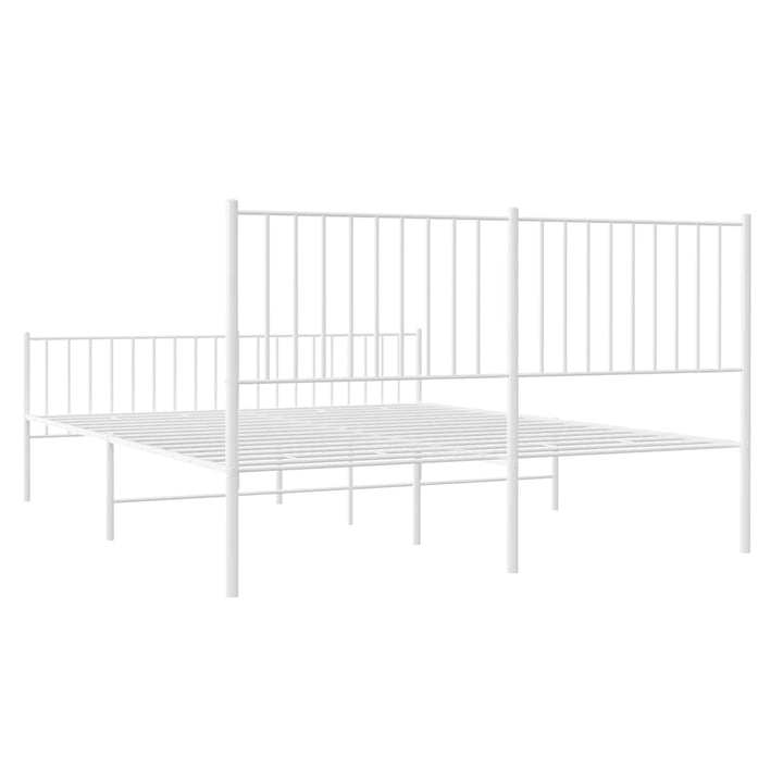 sengeramme med sengegavl og fodgærde 150x200 cm metal hvid