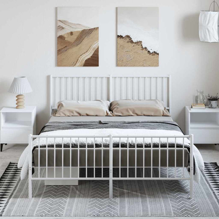 sengeramme med sengegavl og fodgærde 150x200 cm metal hvid