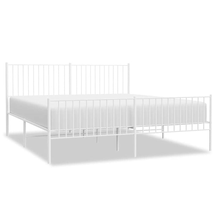 sengeramme med sengegavl og fodgærde 183x213 cm metal hvid
