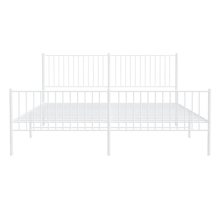 sengeramme med sengegavl og fodgærde 193x203 cm metal hvid