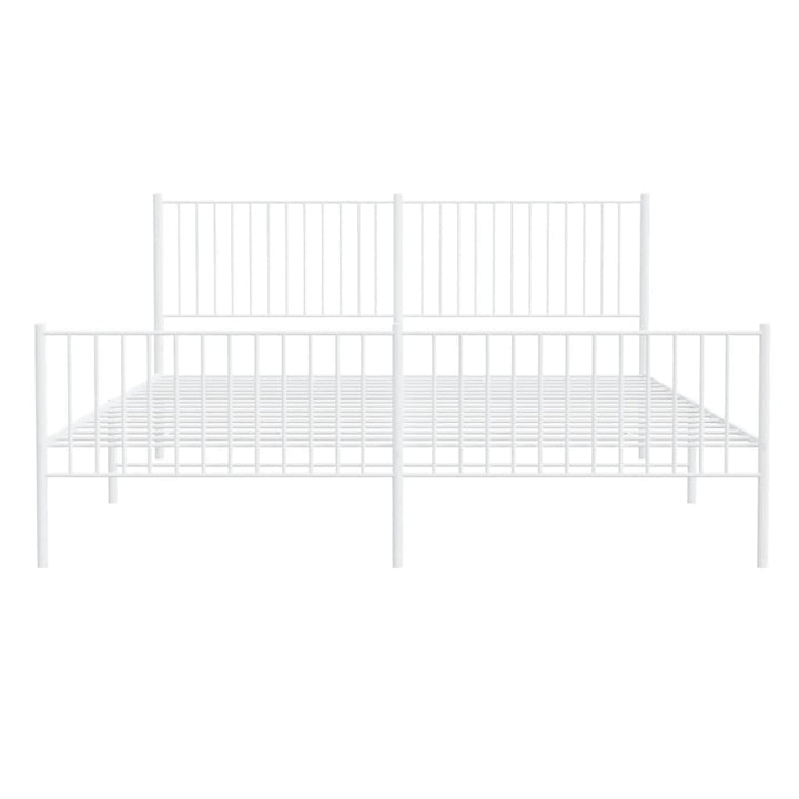 sengeramme med sengegavl og fodgærde 200x200 cm metal hvid