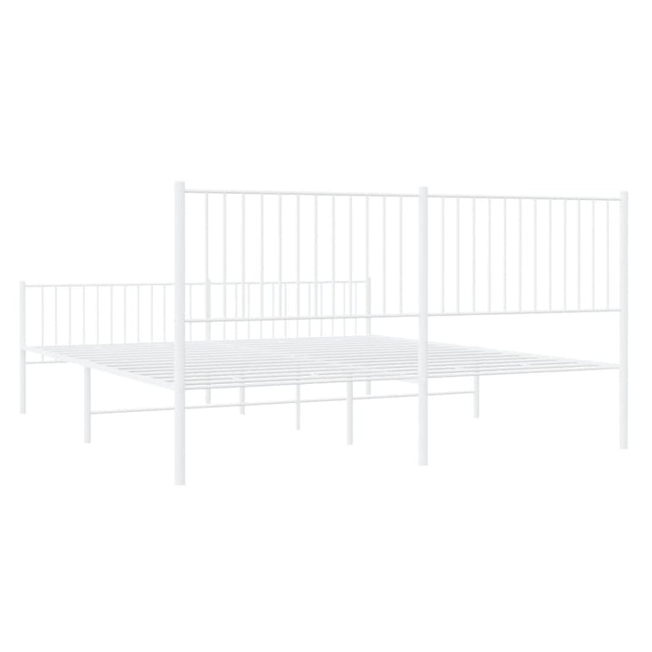 sengeramme med sengegavl og fodgærde 200x200 cm metal hvid