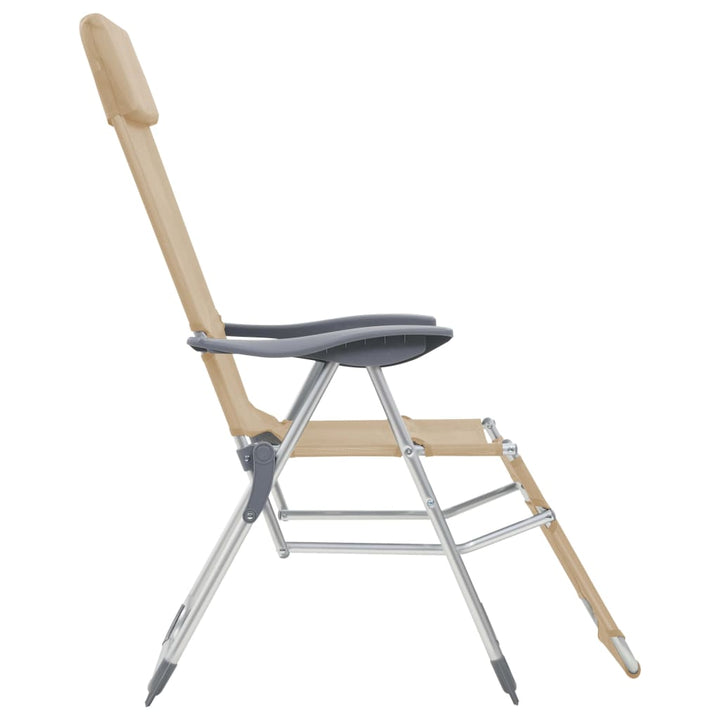 foldbare campingstole med fodstøtter 2 stk. textilene creme
