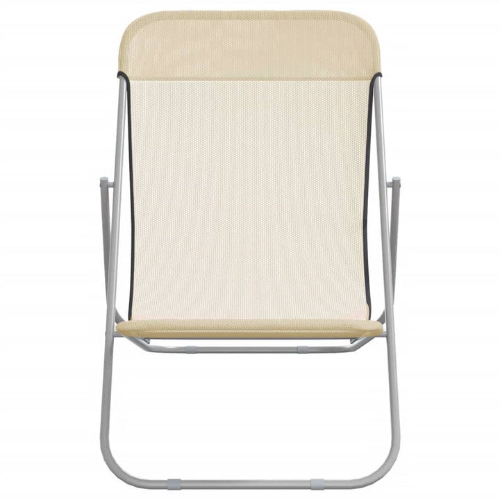 foldbare strandstole 2 stk. textilene pulverlakeret stål creme