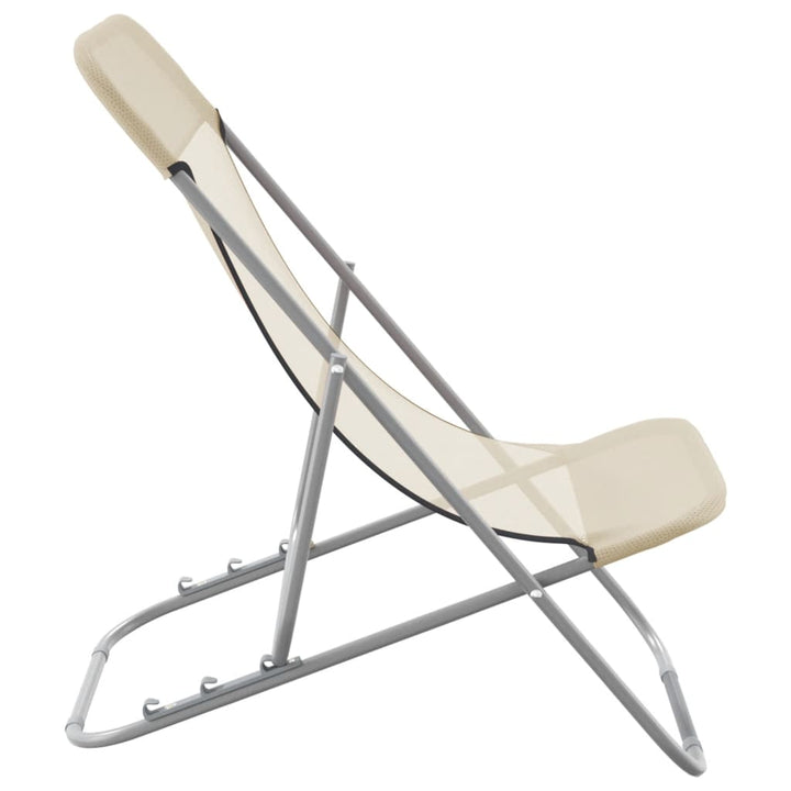 foldbare strandstole 2 stk. textilene pulverlakeret stål creme