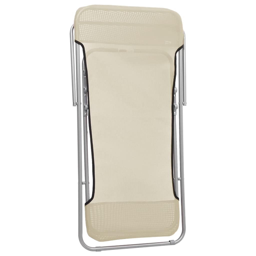 foldbare strandstole 2 stk. textilene pulverlakeret stål creme