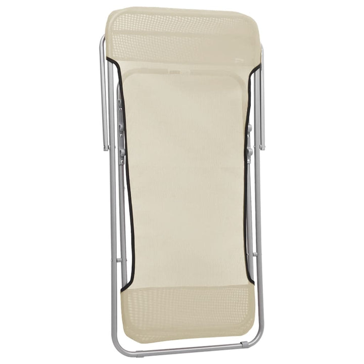 foldbare strandstole 2 stk. textilene pulverlakeret stål creme