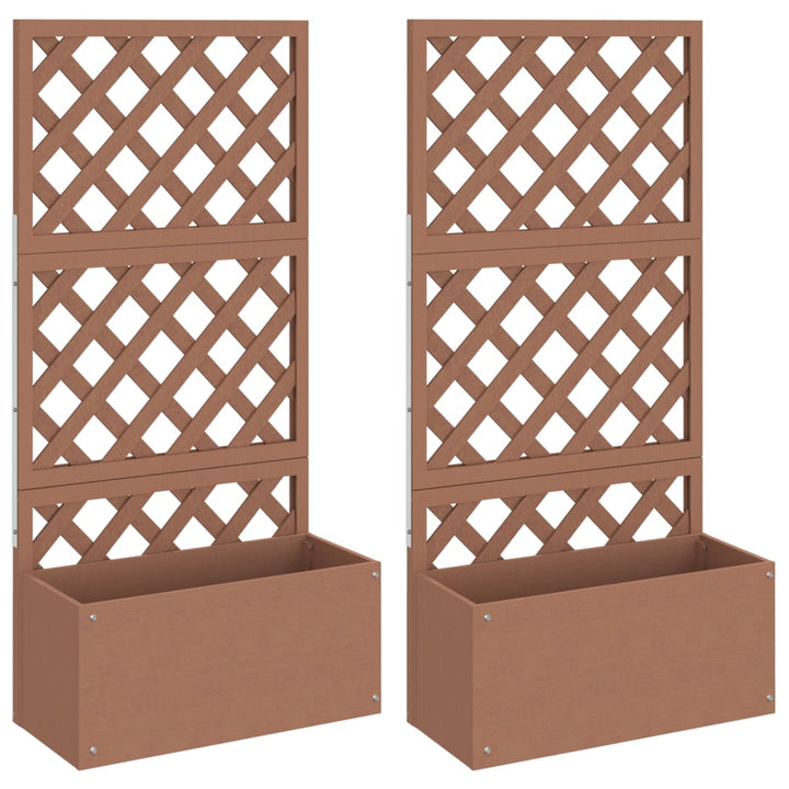 plantekasser med espalier 2 stk. 65x33x135 cm WPC brun