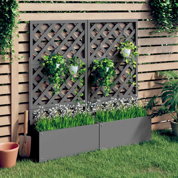 plantekasser med espalier 2 stk. 65x33x135 cm WPC grå