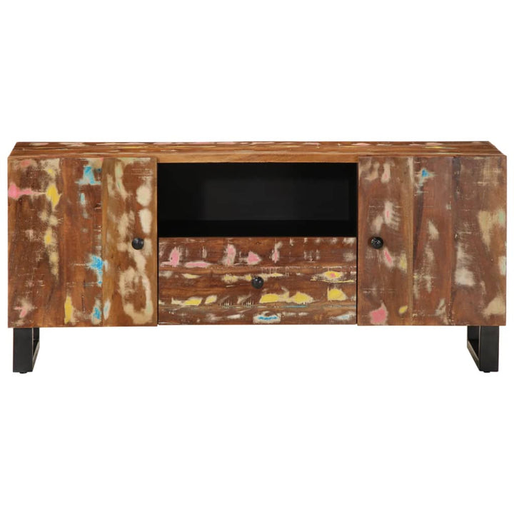 tv-bord 105x33,5x46 cm massivt genbrugstræ og konstrueret træ