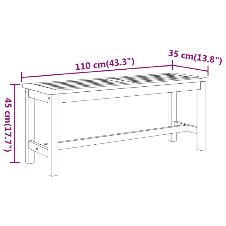 havebænk 110x35x45 cm massivt akacietræ