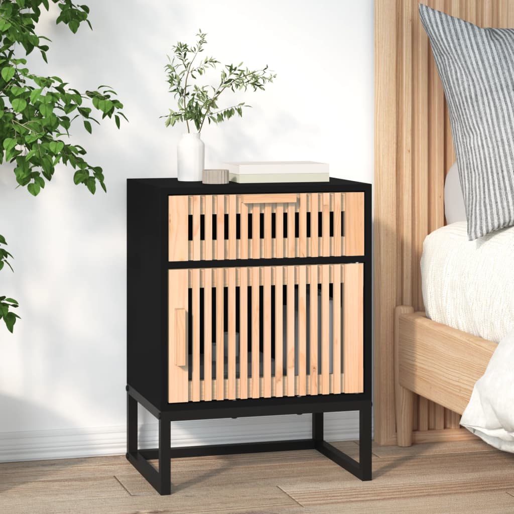 sengeborde 2 stk. 40x30x55,5 cm konstrueret træ og jern sort