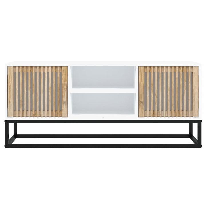 tv-bord 105x30x45 cm konstrueret træ og jern hvid