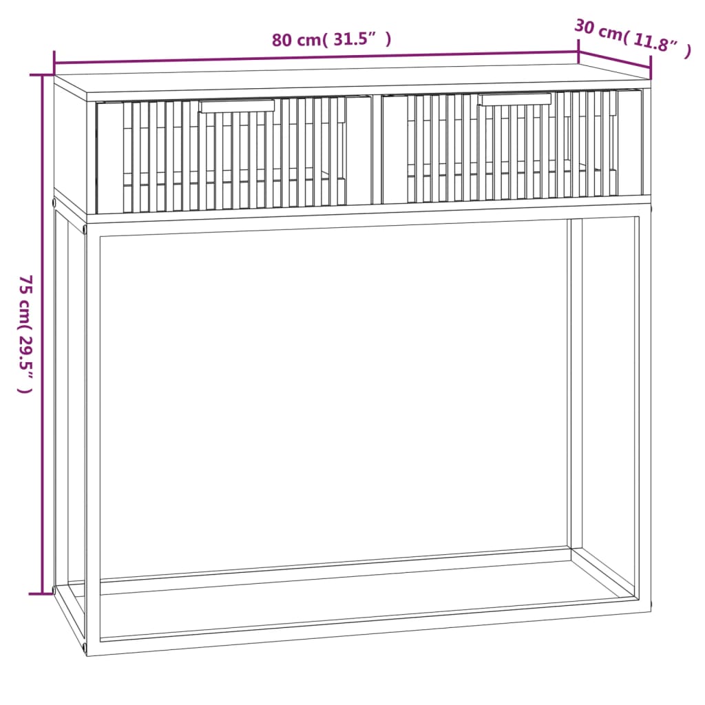 konsolbord 80x30x75 cm konstrueret træ og jern sort