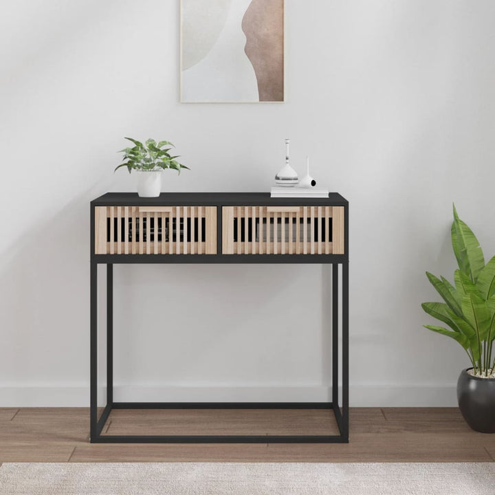 konsolbord 80x30x75 cm konstrueret træ og jern sort