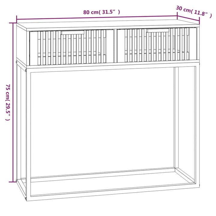 konsolbord 80x30x75 cm konstrueret træ og jern