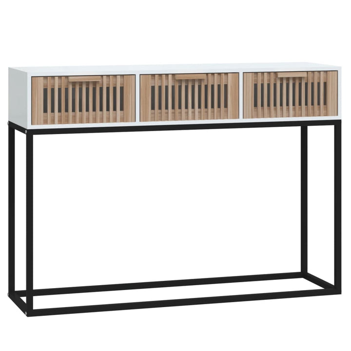 konsolbord 105x30x75 cm konstrueret træ og jern hvid