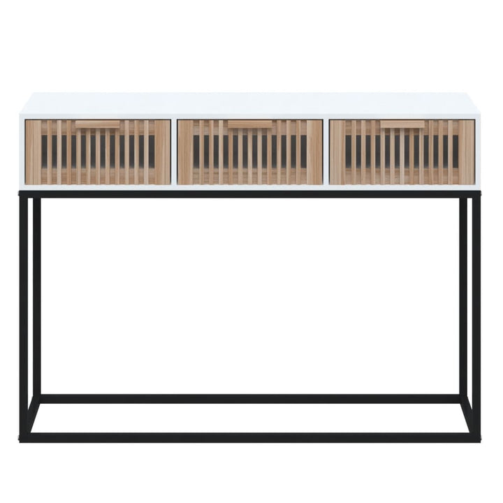 konsolbord 105x30x75 cm konstrueret træ og jern hvid