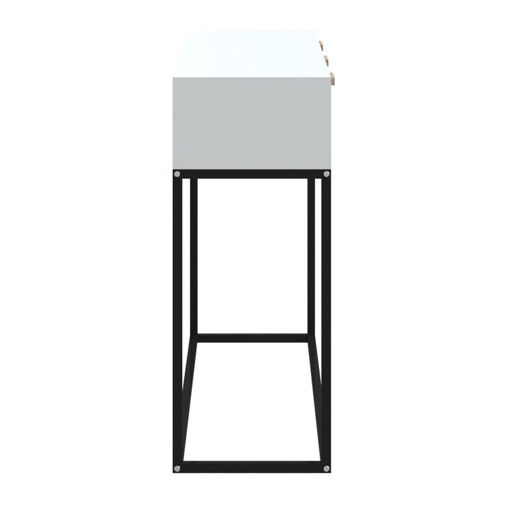 konsolbord 105x30x75 cm konstrueret træ og jern hvid