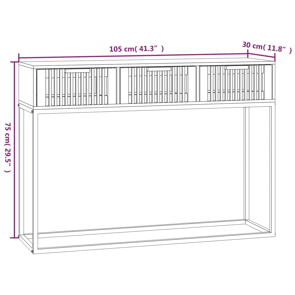 konsolbord 105x30x75 cm konstrueret træ og jern sort