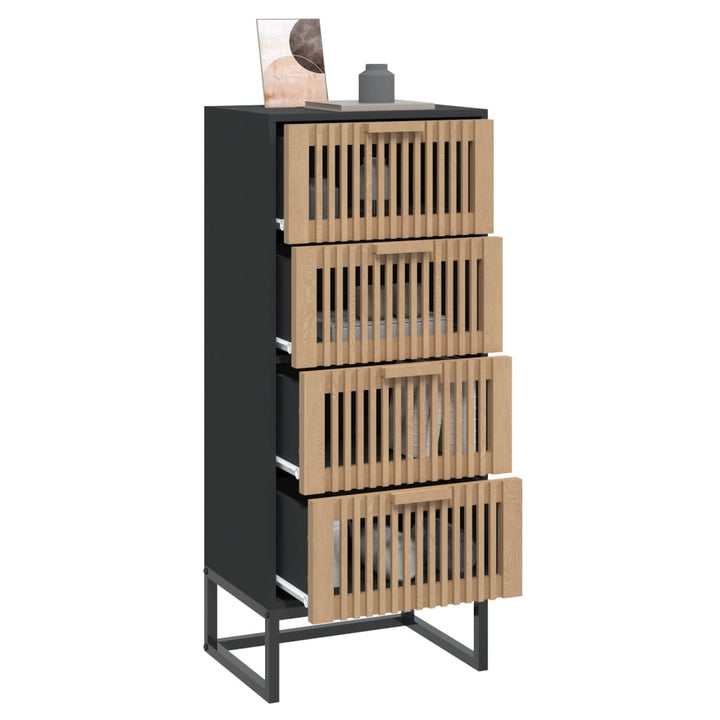 kommode 40x30x95 cm konstrueret træ sort