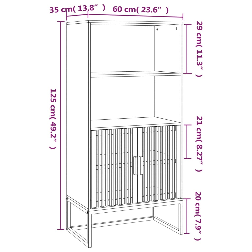 højskab 60x35x125 cm konstrueret træ hvid