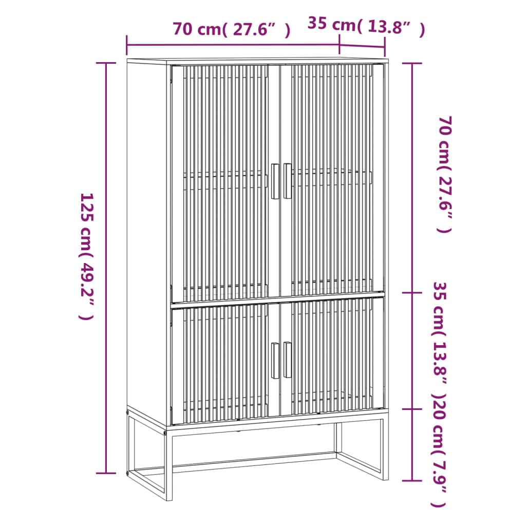 højskab 70x35x125 cm konstrueret træ sort
