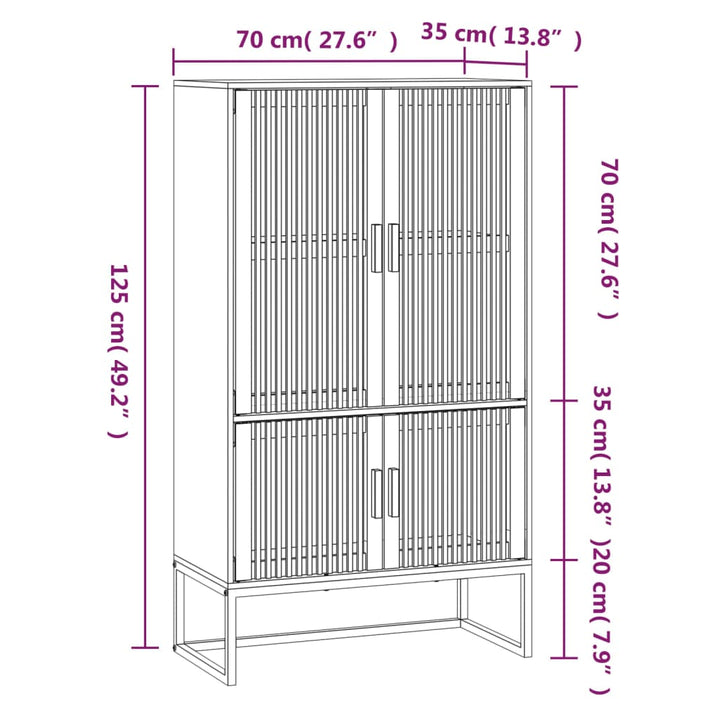 højskab 70x35x125 cm konstrueret træ sort