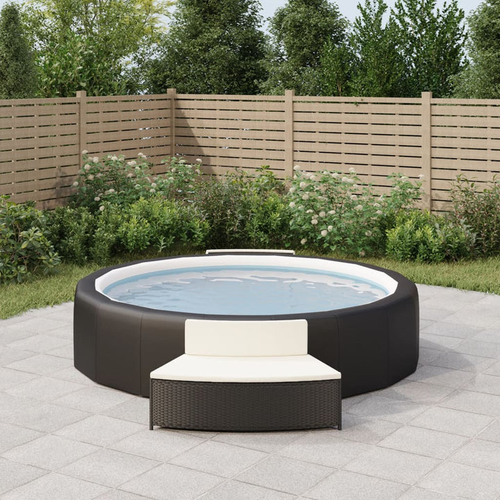 spabænke med hynder 2 stk. polyrattan sort