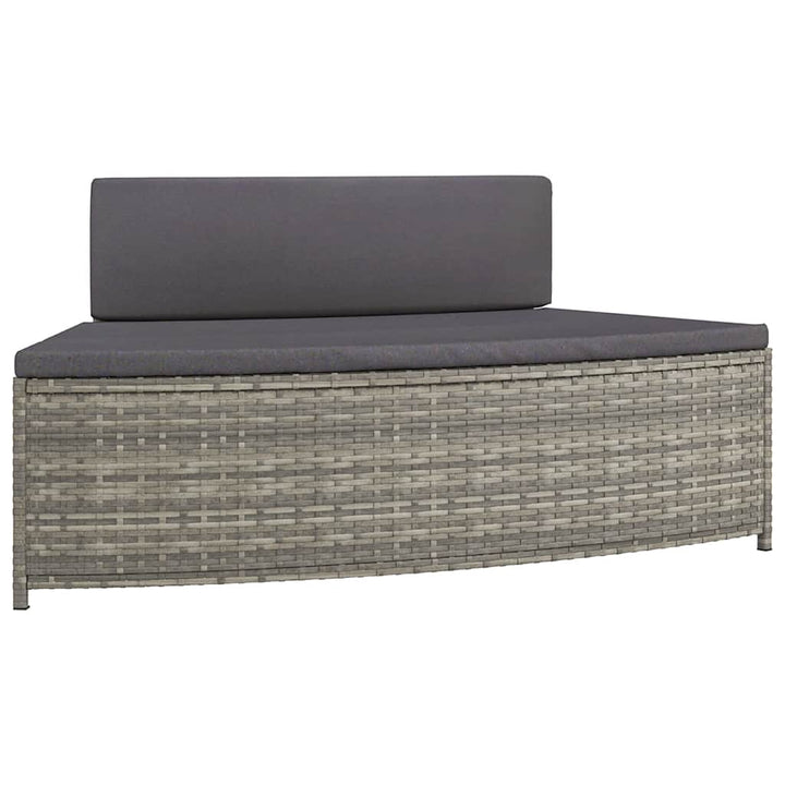 spabænke med hynder 2 stk. polyrattan grå