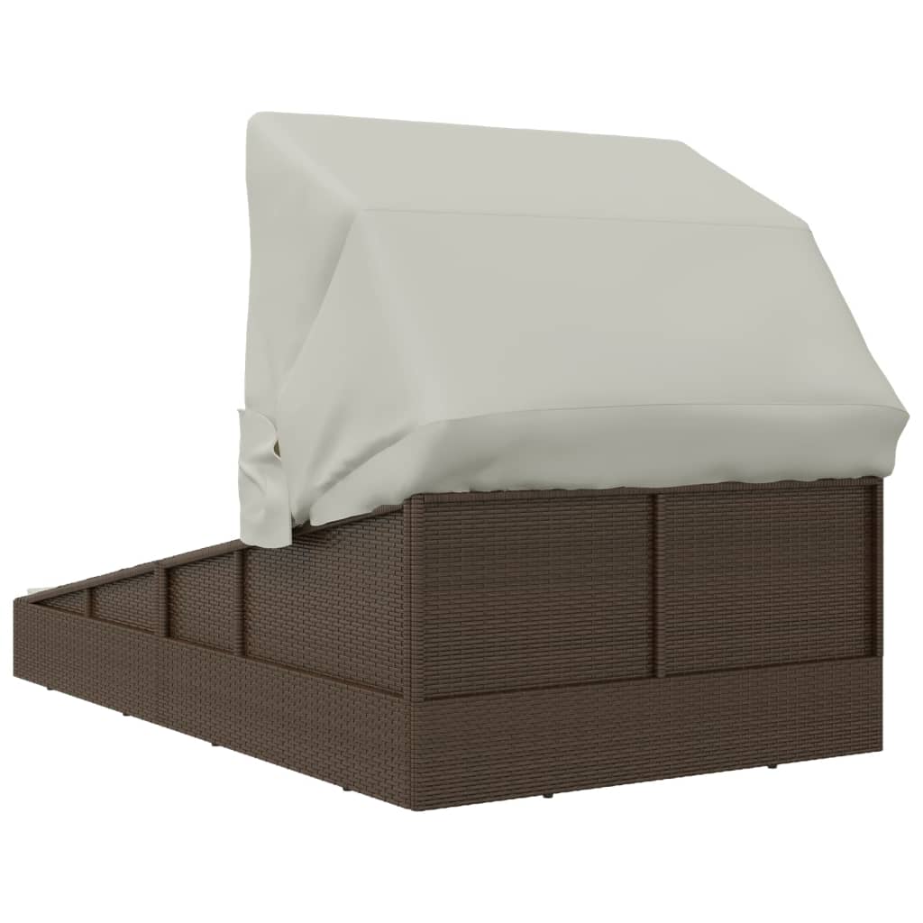 solseng med foldbart tag 200x114x128 cm polyrattan brun