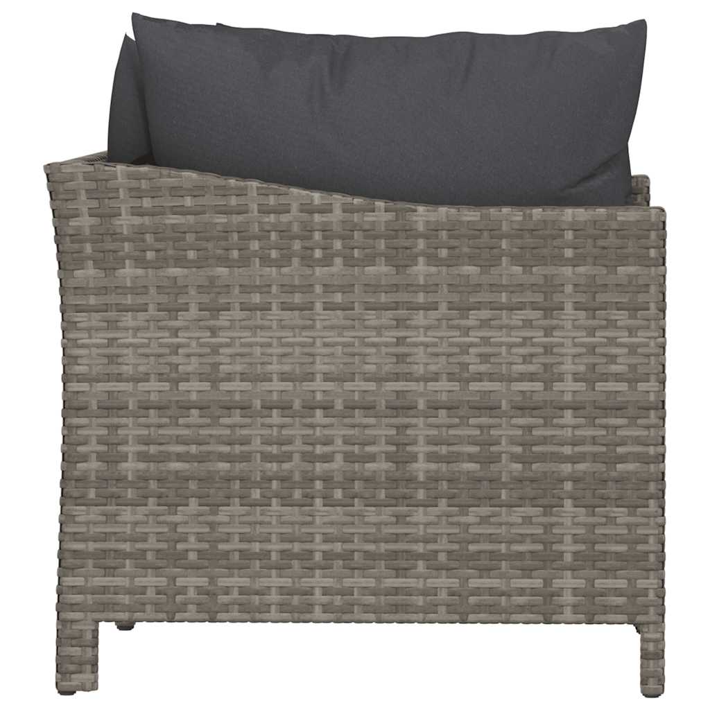 havemøbelsæt med hynder i 2 dele grå polyrattan