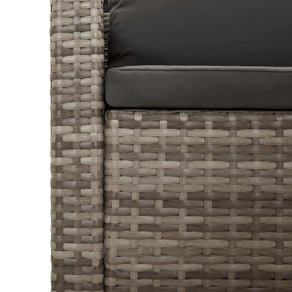 havemøbelsæt med hynder i 2 dele grå polyrattan
