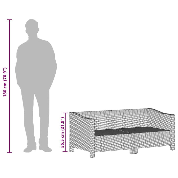 havemøbelsæt med hynder i 2 dele grå polyrattan